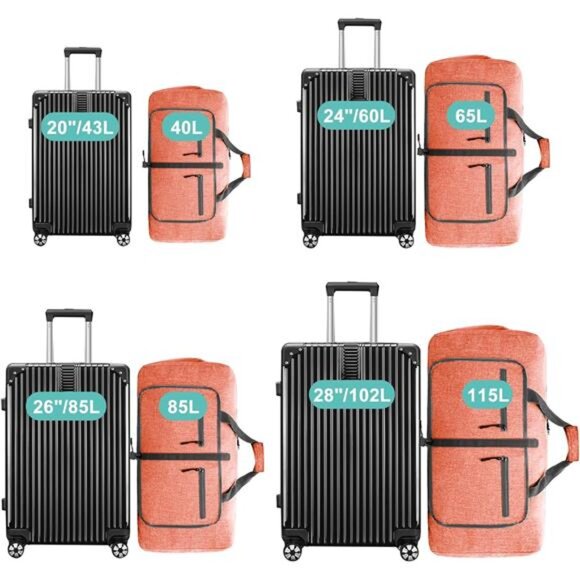 65L Travel Duffle Bag for Men Women - Foldable Duffel Bag with Shoes Compartment - Picture 4 of 7